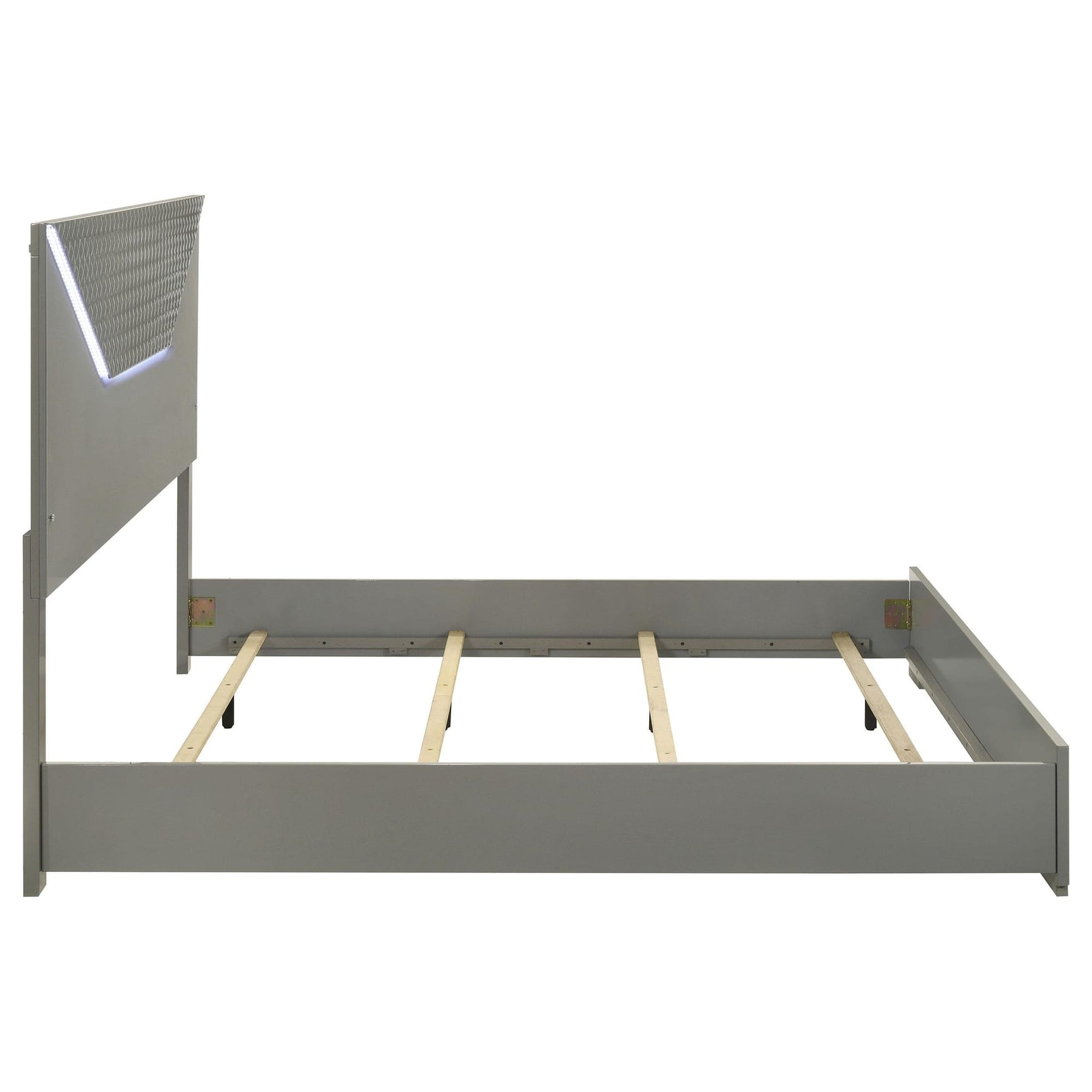 Ives Eastern King Panel Bed LED Headboard Grey High Gloss view 6
