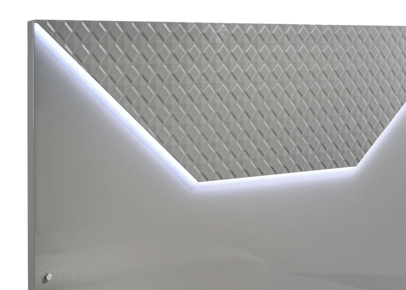 Ives Eastern King Panel Bed LED Headboard Grey High Gloss view 7