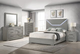 Ives Eastern King Panel Bed LED Headboard Grey High Gloss view 10