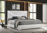 Ives Eastern King Panel Bed LED Headboard White High Gloss view 2