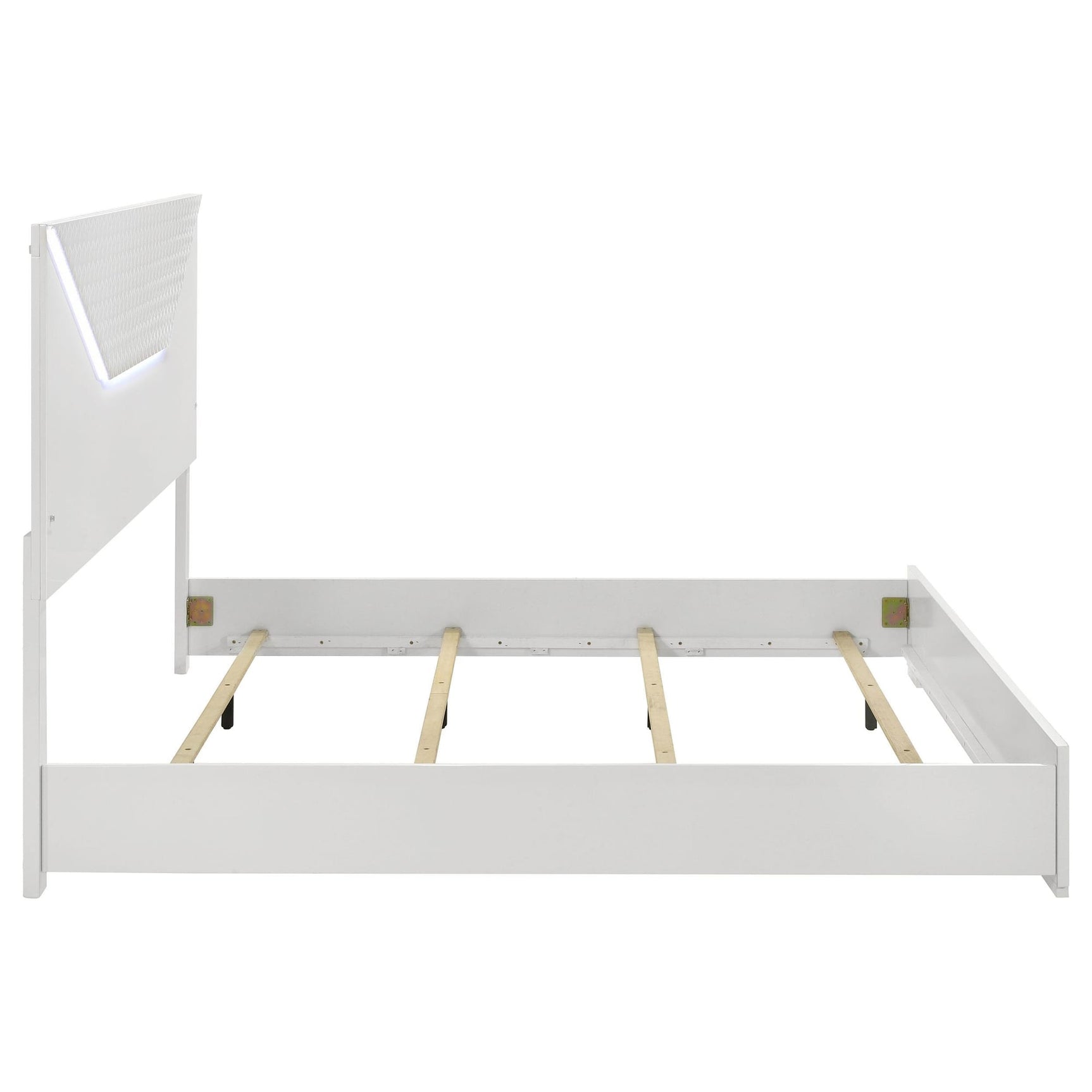 Ives Eastern King Panel Bed LED Headboard White High Gloss view 6