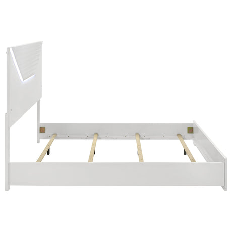 Ives Eastern King Panel Bed LED Headboard White High Gloss view 6