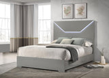 Ives Queen Panel Bed LED Headboard Grey High Gloss view 2