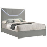 Ives Queen Panel Bed LED Headboard Grey High Gloss view 3