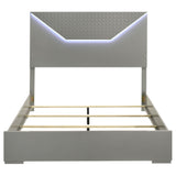 Ives Queen Panel Bed LED Headboard Grey High Gloss view 4