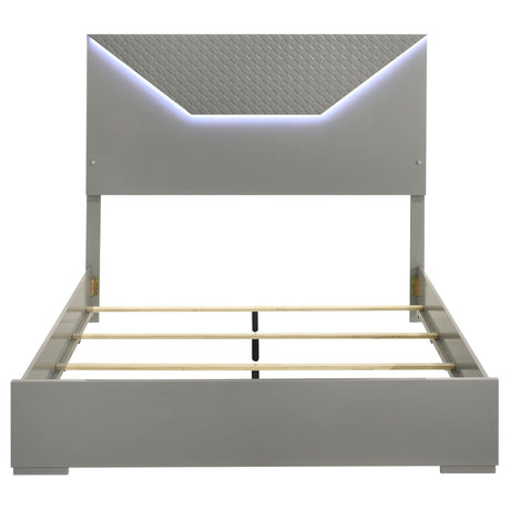 Ives Queen Panel Bed LED Headboard Grey High Gloss view 4