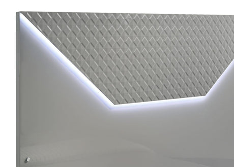 Ives Queen Panel Bed LED Headboard Grey High Gloss view 7