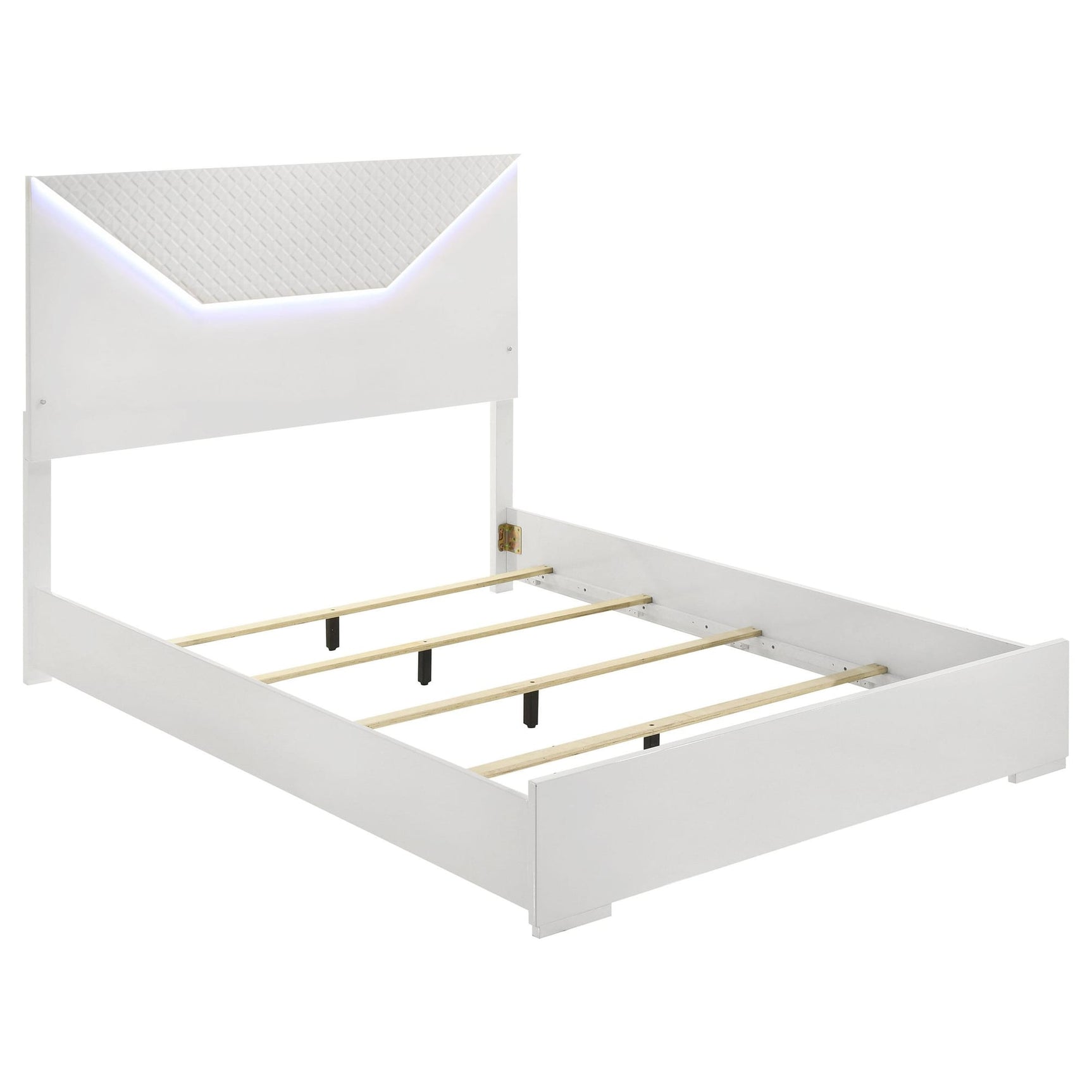 Ives Queen Panel Bed LED Headboard White High Gloss from Ella Furniture