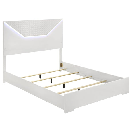 Ives Queen Panel Bed LED Headboard White High Gloss from Ella Furniture