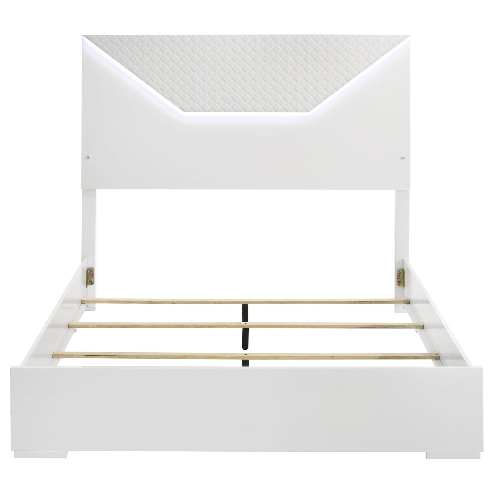 Ives Queen Panel Bed LED Headboard White High Gloss view 4