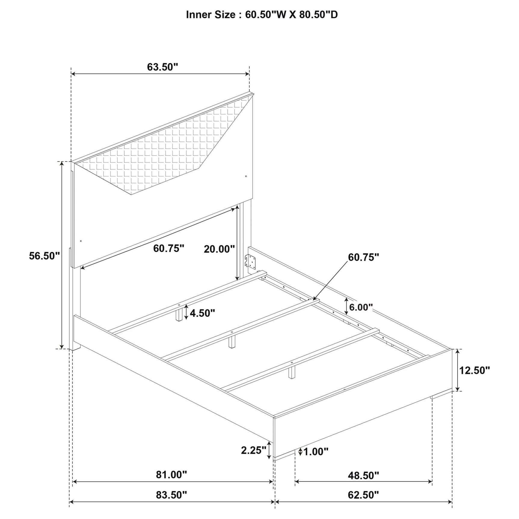 Ives Queen Panel Bed LED Headboard White High Gloss view 9