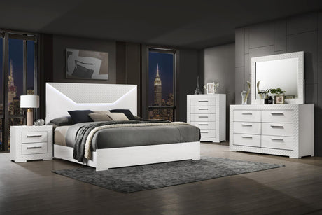 Ives Queen Panel Bed LED Headboard White High Gloss view 10