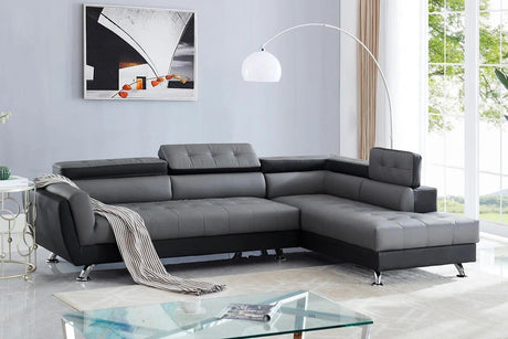 Izzi Grey And Black Contemporary Solid Wood Accent Polyester Tufted 2Pcs Sectional - Ella Furniture