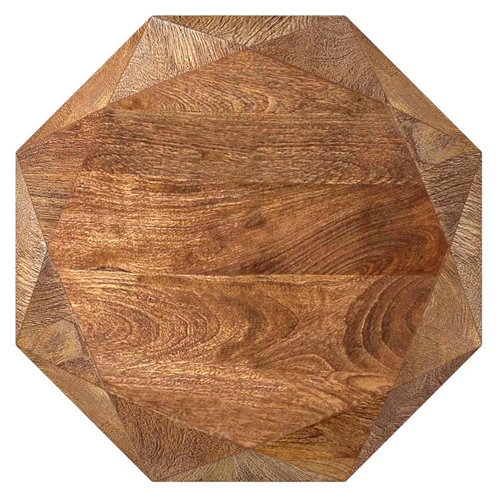 Jacinto Octagonal Solid Mango Wood Side Table Natural Brown 931158 - Ella Furniture