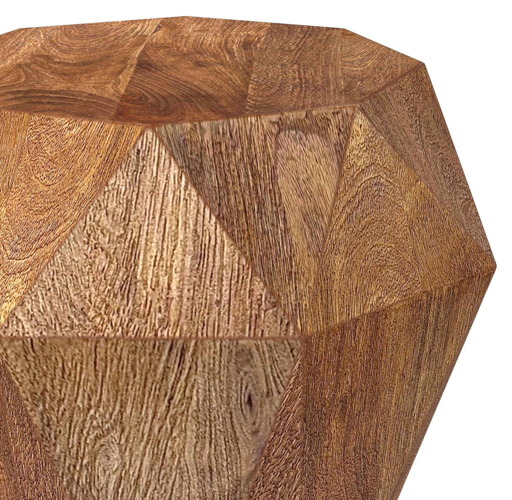 Jacinto Octagonal Solid Mango Wood Side Table Natural Brown 931158 - Ella Furniture