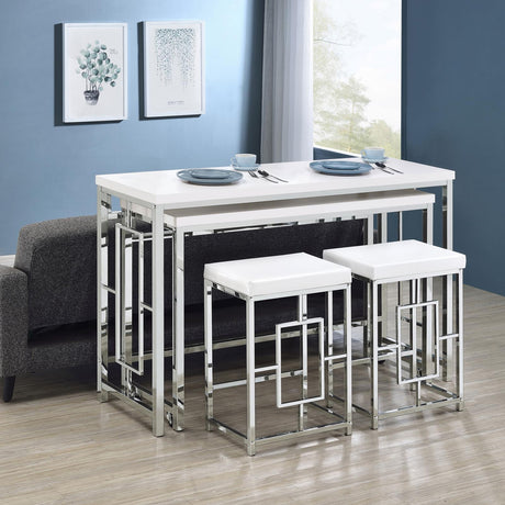 Jackson Jackson 4-Piece Multipurpose Counter Height Table Set White And Chrome 182714 - Ella Furniture