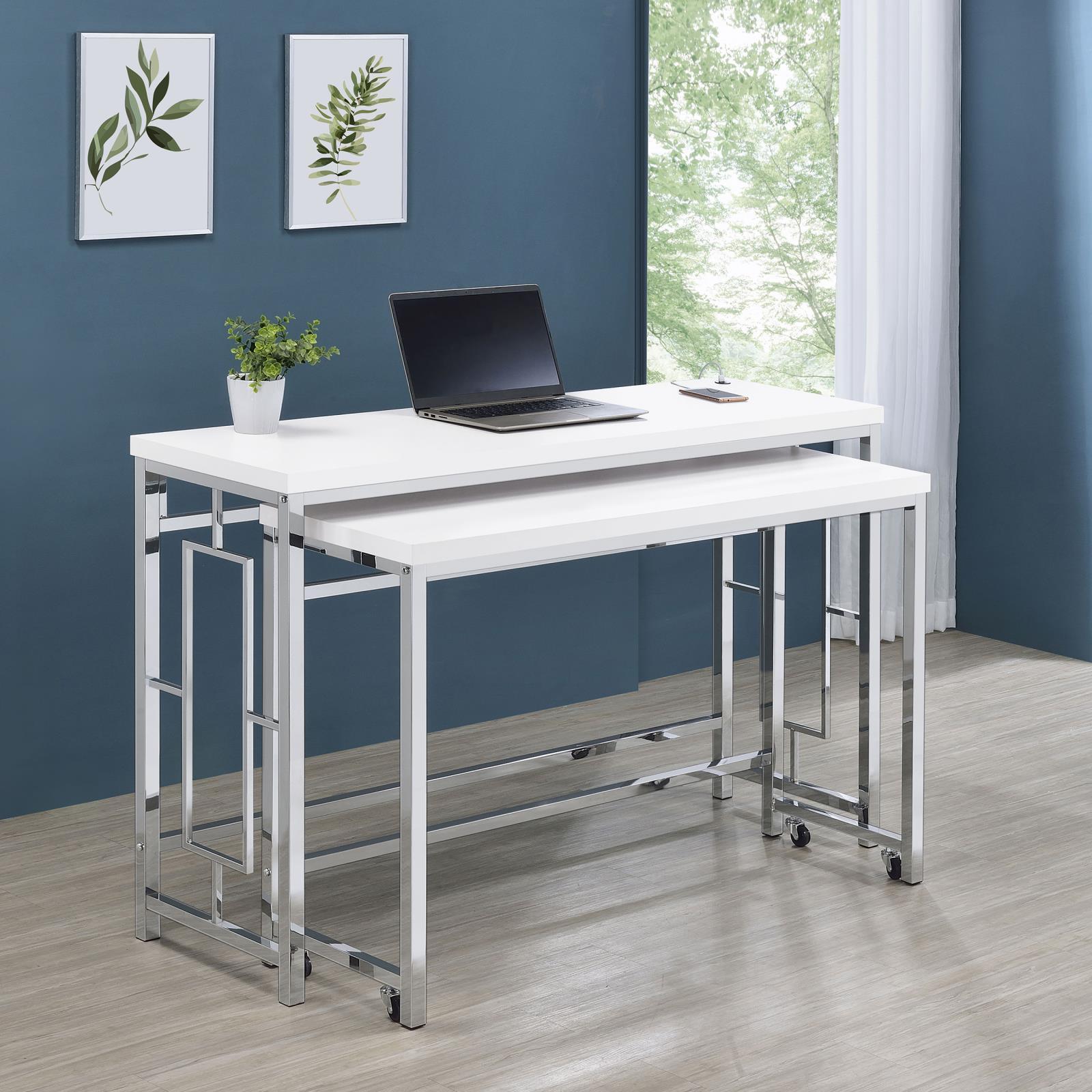 Jackson Jackson 4-Piece Multipurpose Counter Height Table Set White And Chrome 182714 - Ella Furniture