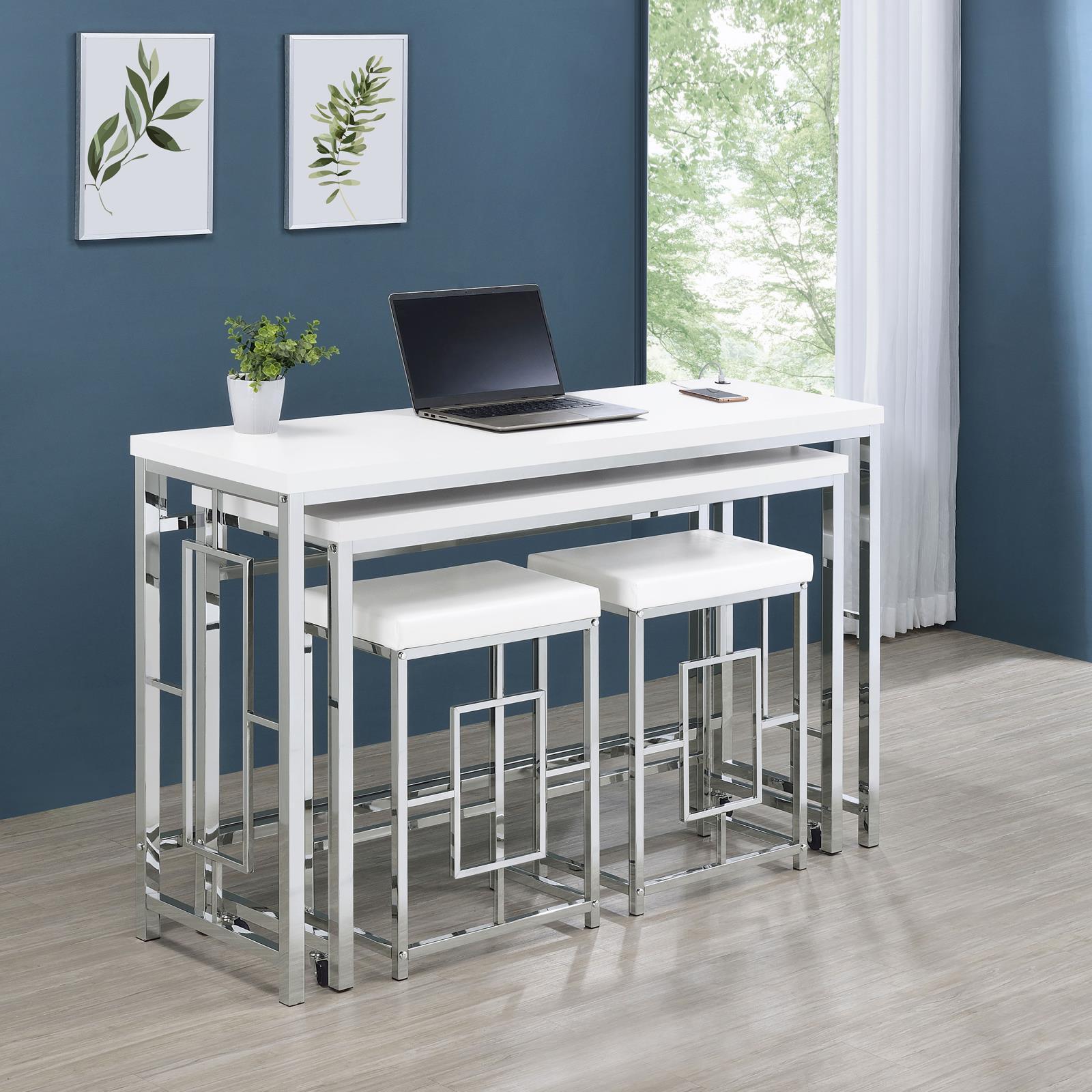 Jackson Jackson 4-Piece Multipurpose Counter Height Table Set White And Chrome 182714 - Ella Furniture