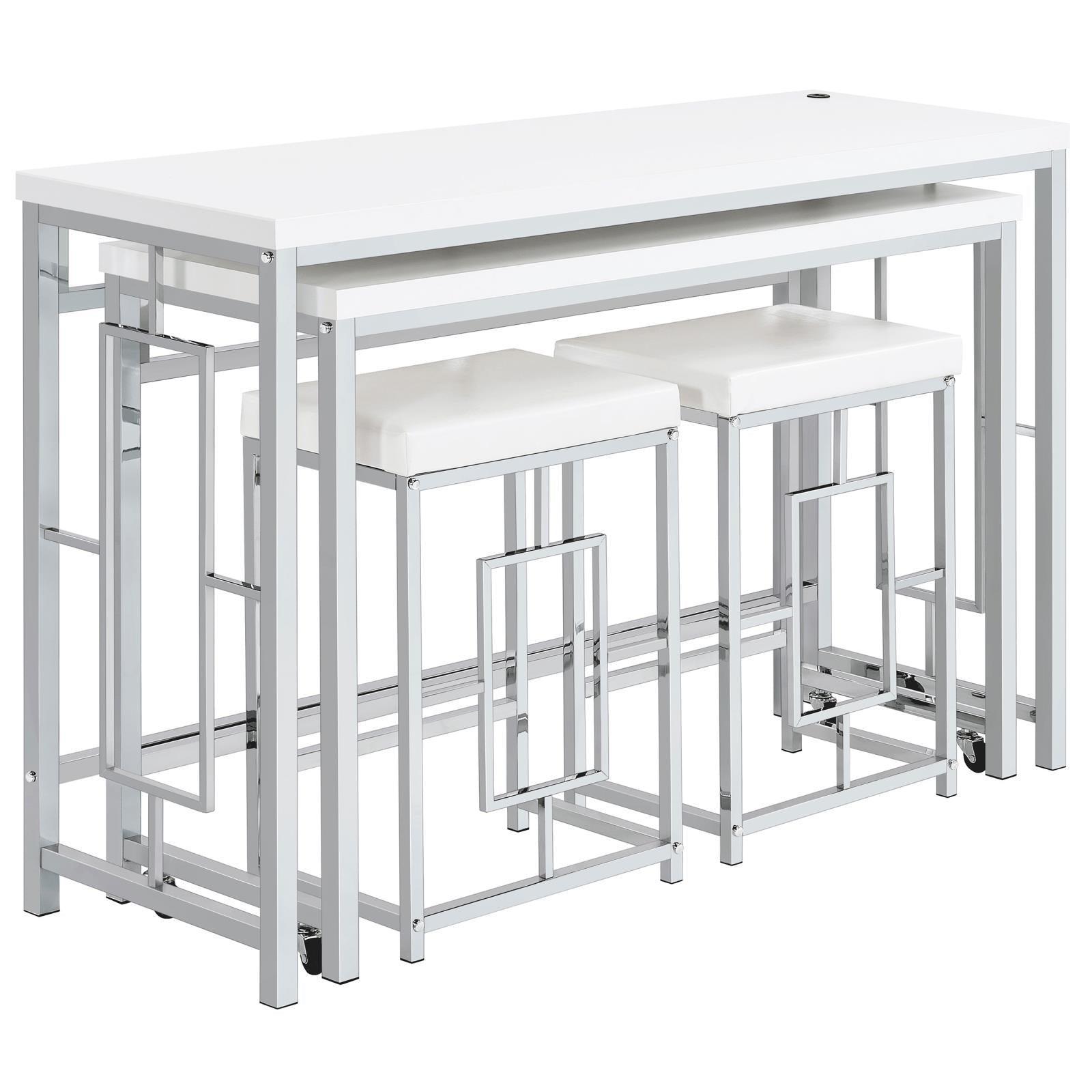 Jackson Jackson 4-Piece Multipurpose Counter Height Table Set White And Chrome 182714 - Ella Furniture