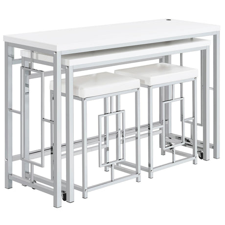 Jackson Jackson 4-Piece Multipurpose Counter Height Table Set White And Chrome 182714 - Ella Furniture