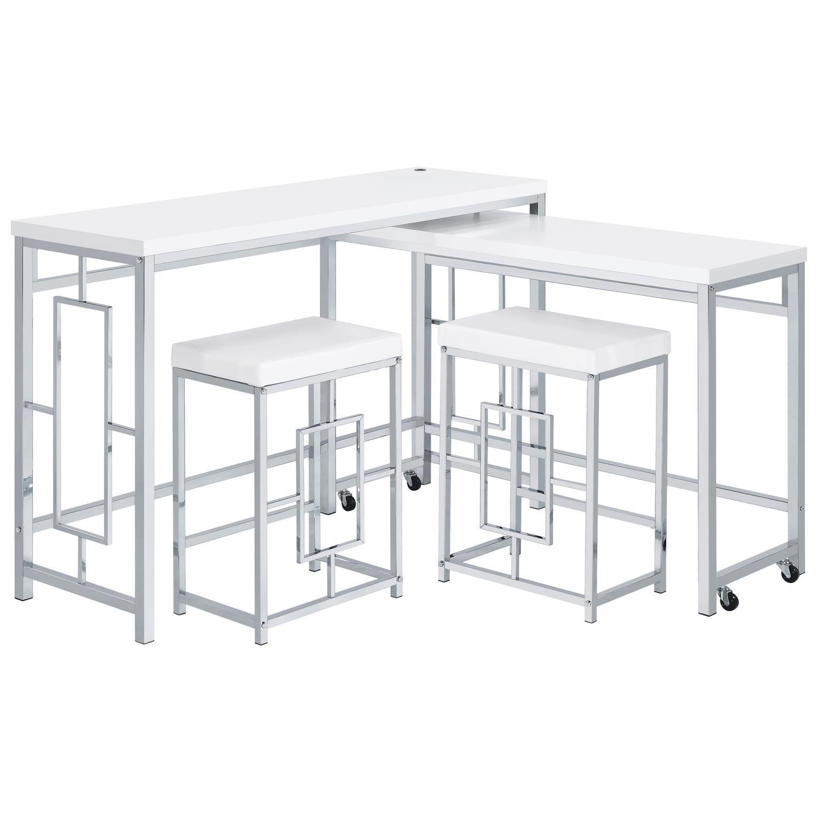 Jackson Jackson 4-Piece Multipurpose Counter Height Table Set White And Chrome 182714 - Ella Furniture