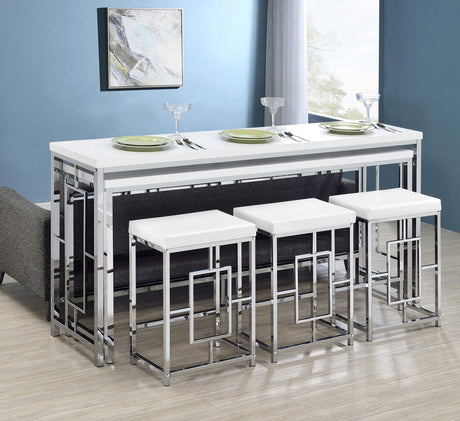 Jackson Jackson 5-Piece Multipurpose Counter Height Table Set White And Chrome 182715 - Ella Furniture