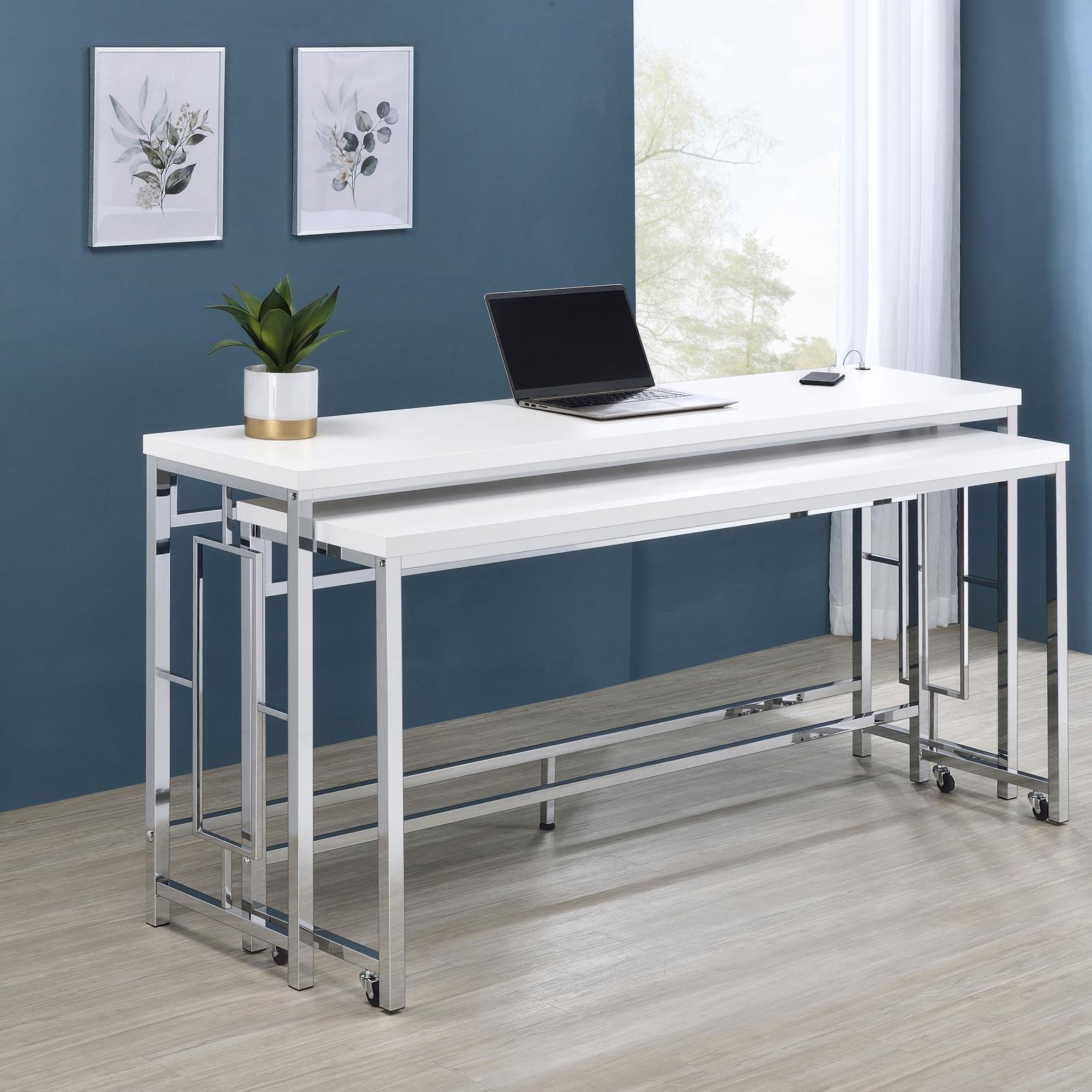 Jackson Jackson 5-Piece Multipurpose Counter Height Table Set White And Chrome 182715 - Ella Furniture