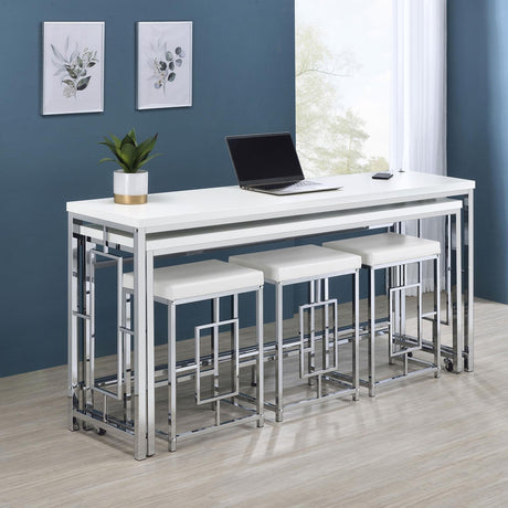 Jackson Jackson 5-Piece Multipurpose Counter Height Table Set White And Chrome 182715 - Ella Furniture