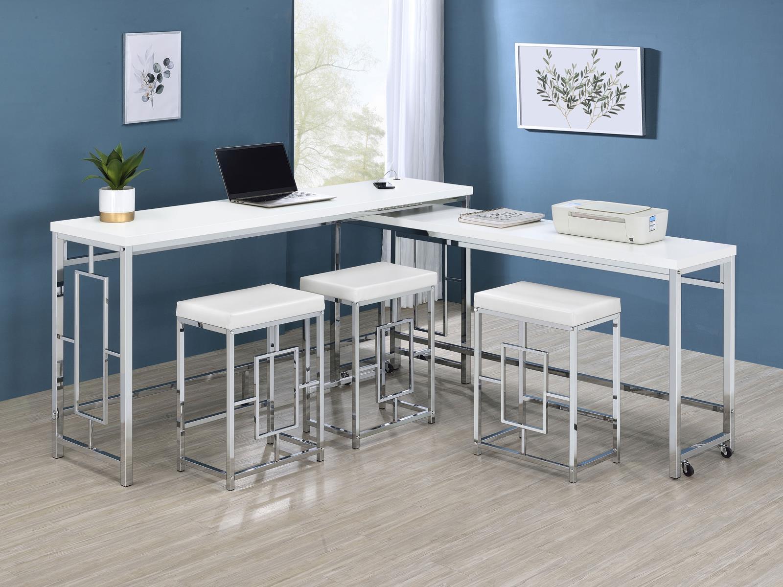 Jackson Jackson 5-Piece Multipurpose Counter Height Table Set White And Chrome 182715 - Ella Furniture