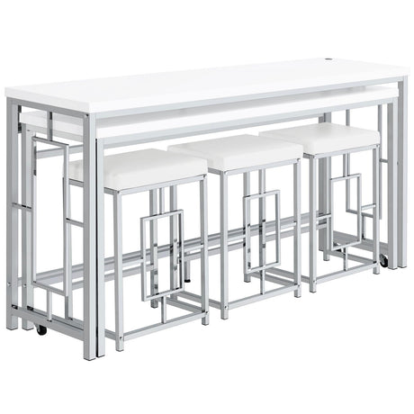 Jackson Jackson 5-Piece Multipurpose Counter Height Table Set White And Chrome 182715 - Ella Furniture