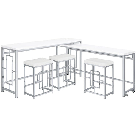 Jackson Jackson 5-Piece Multipurpose Counter Height Table Set White And Chrome 182715 - Ella Furniture