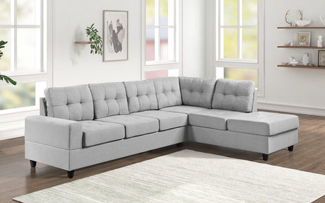 James Light Gray - Reversible Sectional - Ella Furniture