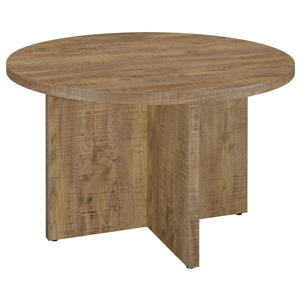 Jamestown Round Engineered Wood Dining Table With Decorative Laminate Mango Brown 183021 - Ella Furniture