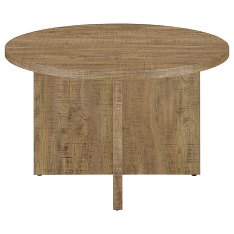 Jamestown Round Engineered Wood Dining Table With Decorative Laminate Mango Brown 183021 - Ella Furniture