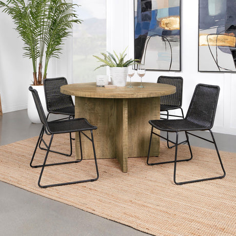 Jamestown Round Engineered Wood Dining Table With Decorative Laminate Mango Brown 183021 - Ella Furniture
