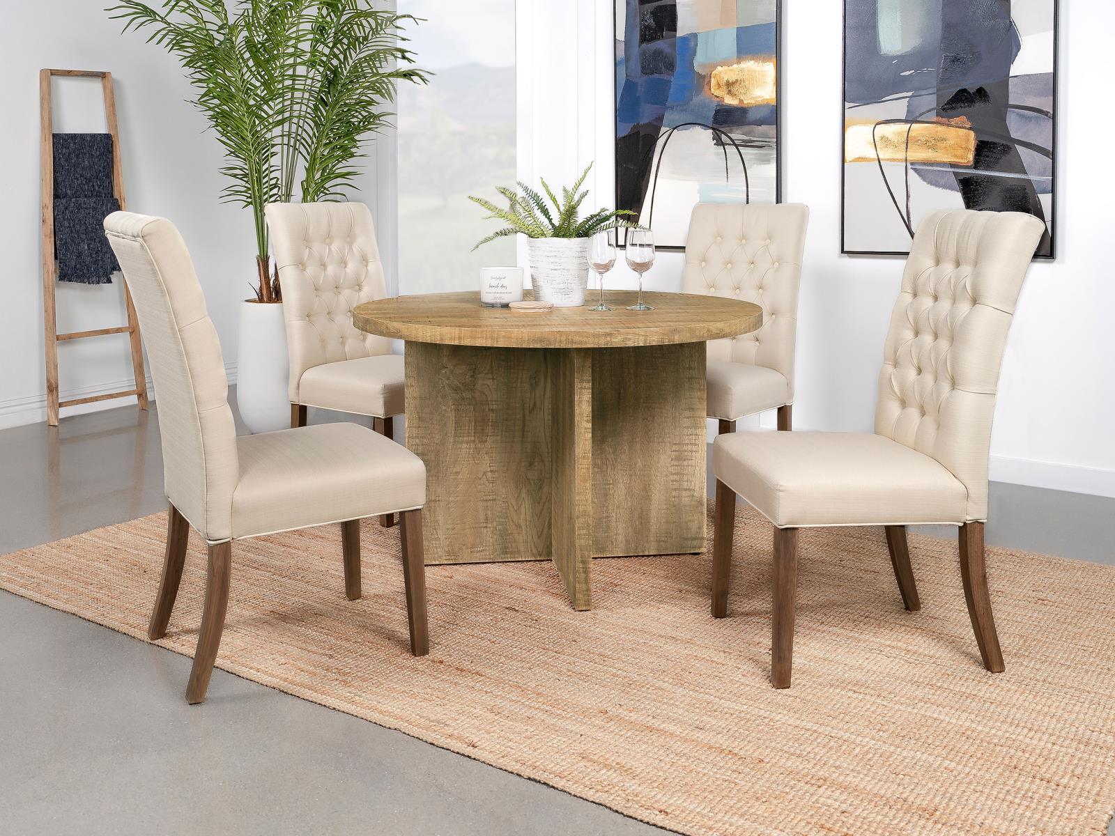 Jamestown Round Engineered Wood Dining Table With Decorative Laminate Mango Brown 183021 - Ella Furniture