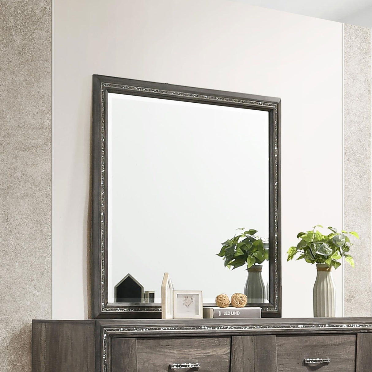 Janine Square Dresser Mirror Grey 223554 - Ella Furniture