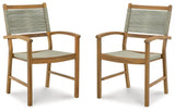 Janiyah Light Brown Outdoor Dining Arm Chair (Set Of 2) P407-602A - Ella Furniture