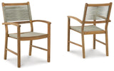 Janiyah Light Brown Outdoor Dining Arm Chair (Set Of 2) P407-602A - Ella Furniture