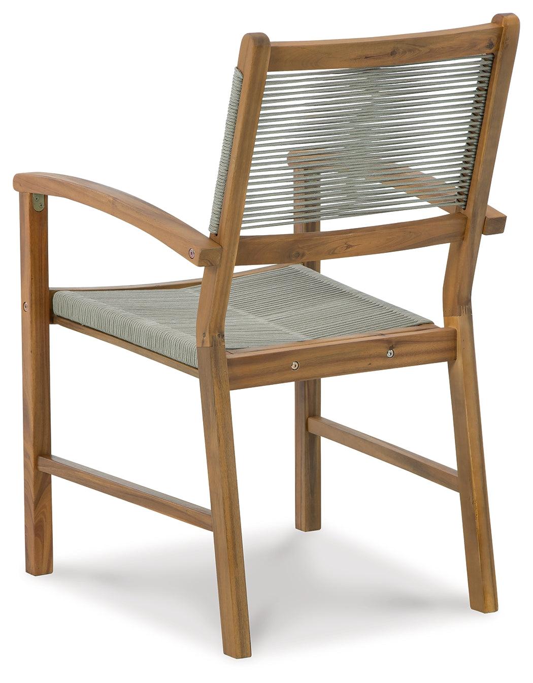 Janiyah Light Brown Outdoor Dining Arm Chair (Set Of 2) P407-602A - Ella Furniture