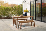 Janiyah Light Brown Outdoor Dining Table And 2 Benches - Ella Furniture