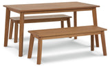 Janiyah Light Brown Outdoor Dining Table And 2 Benches - Ella Furniture