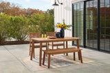 Janiyah Light Brown Outdoor Dining Table And 2 Chairs And Bench - Ella Furniture