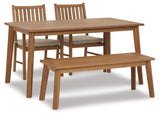 Janiyah Light Brown Outdoor Dining Table And 2 Chairs And Bench - Ella Furniture