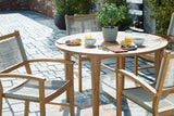 Janiyah Light Brown Outdoor Dining Table And 4 Chairs PKG013835 - P407-615 | P407-602A | P407-602A - Ella Furniture