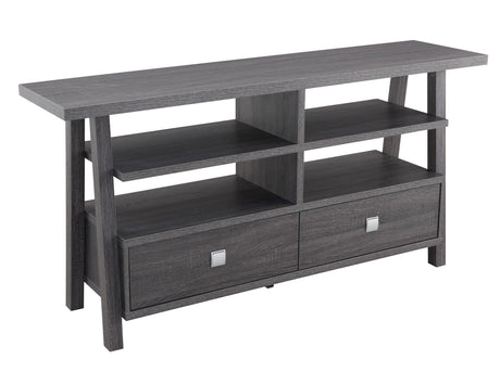Jarvis Sleek And Modern Grey Tv Stand Assembled Drawers, Media Consoles, Entertainment Cabinets, Angled Legs And Metal Drawer with Storage Doors for Living Room - Ella Furniture