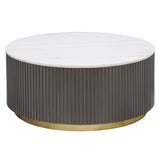 Jason Round Marble Top Coffee Table White and Charcoal 710418 - Ella Furniture