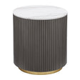 Jason Round Marble Top Side End Table White and Charcoal 710417 - Ella Furniture