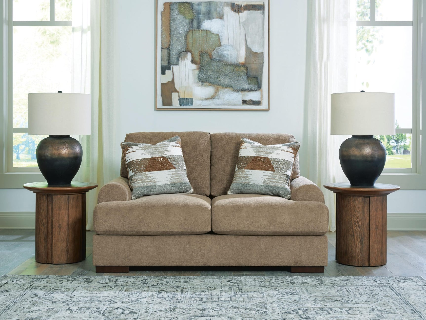 Jayne Park Pecan Chenille Loveseat from Ella Furniture
