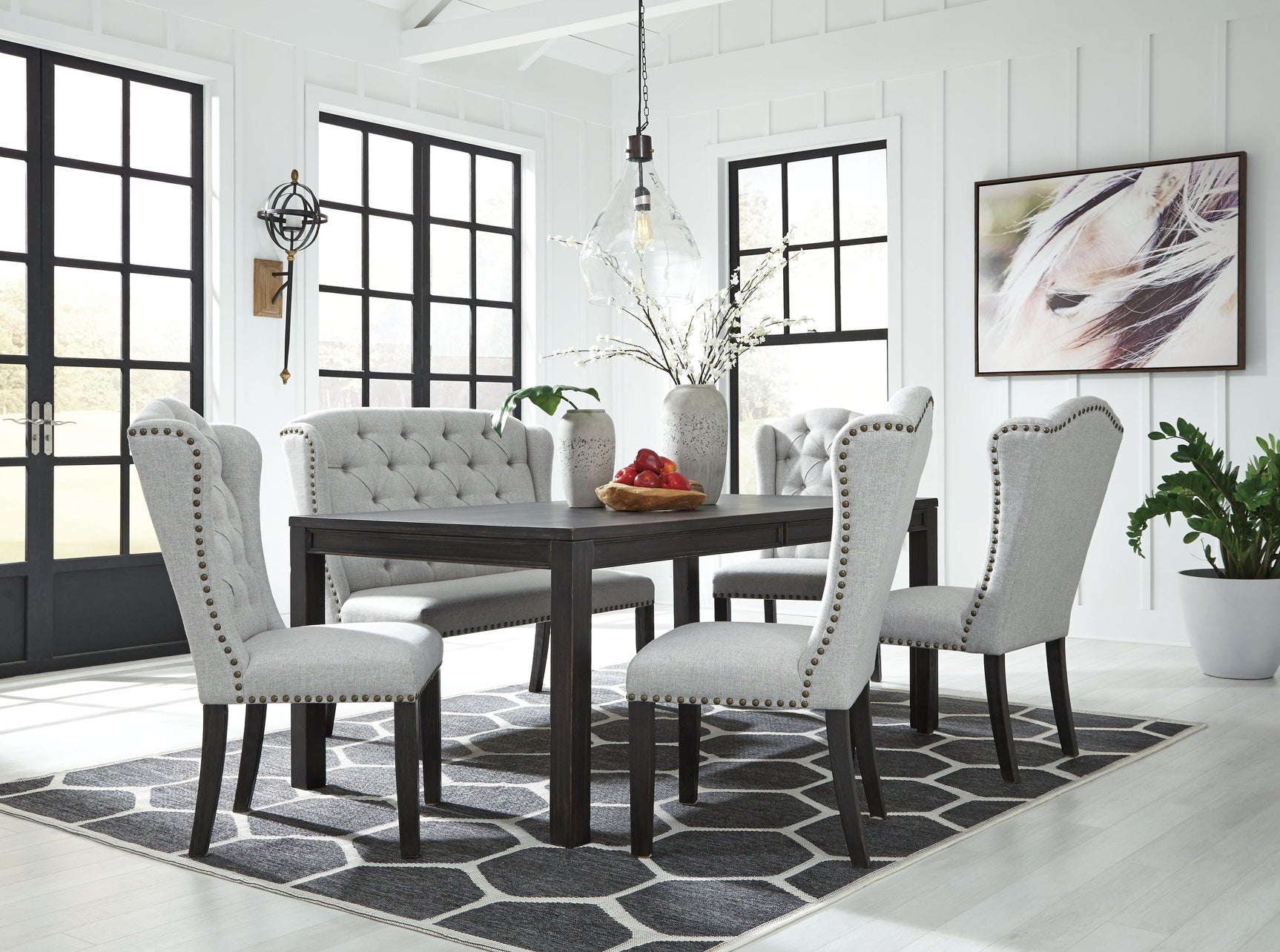 Jeanette Black Rectangular Dining Room Set - Ella Furniture